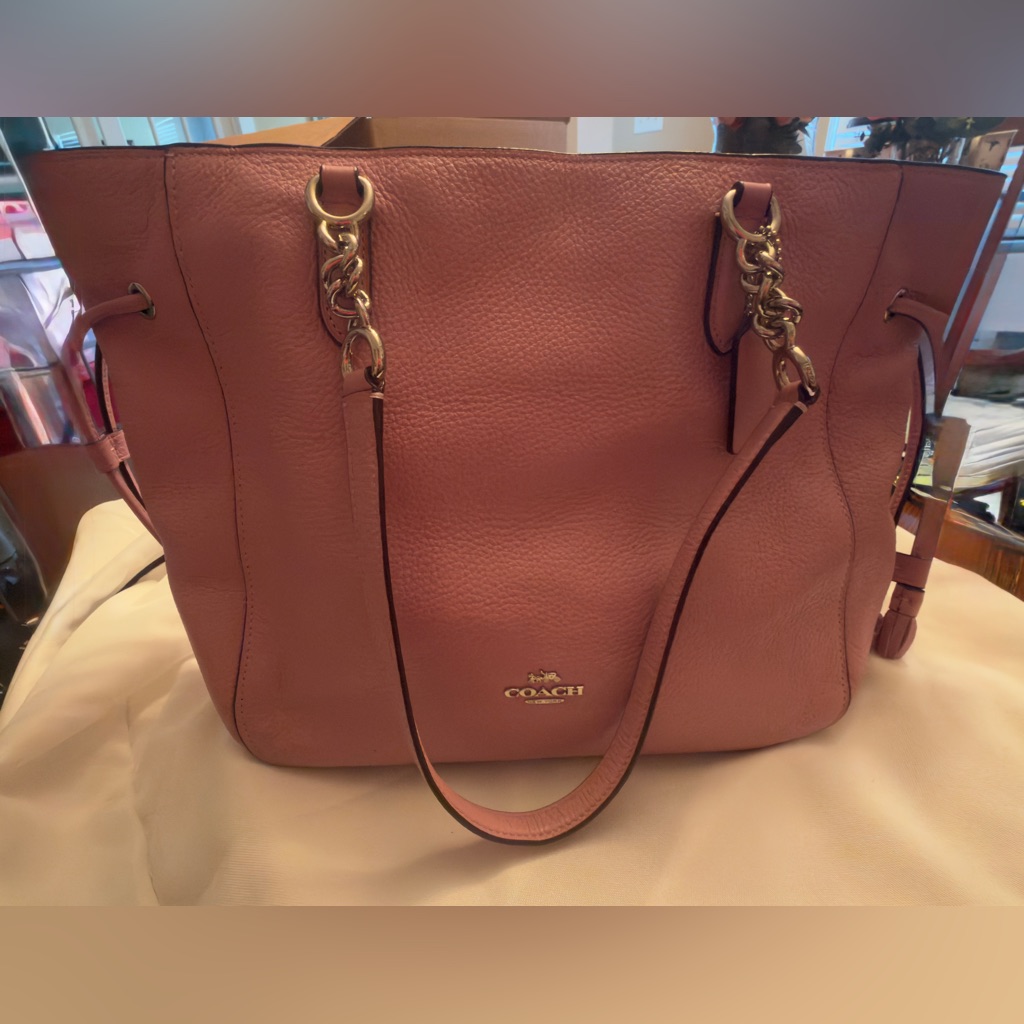 Coach Rose Leather Tote With Gold Hardware